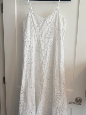 LOFT White Eyelet Adjustable Strap Sundress